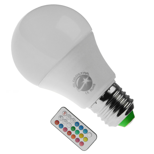 Smart λάμπα LED Γλόμπος A60, E27, 10W, 650lm με Ασύρματο Χειριστήριο RGB και Θερμό Λευκό
