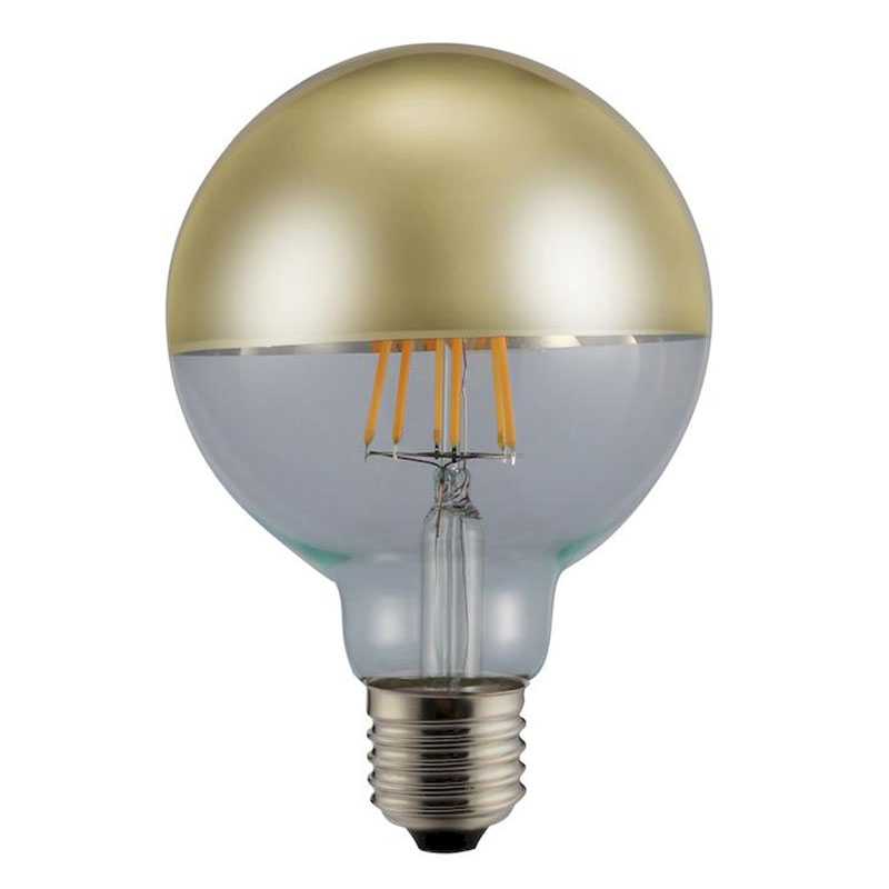 Λάμπα Ανεστραμμένου Καθρέπτη led Filament G125, Χρυσό Γυαλί, E27, 6W, 480lm, Dimmable
